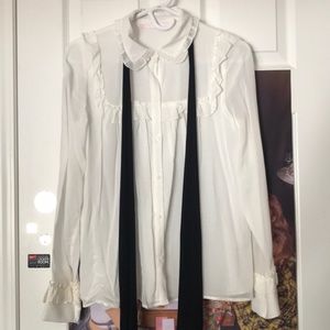 Zara Cream Ruffle Blouse w/ Bow